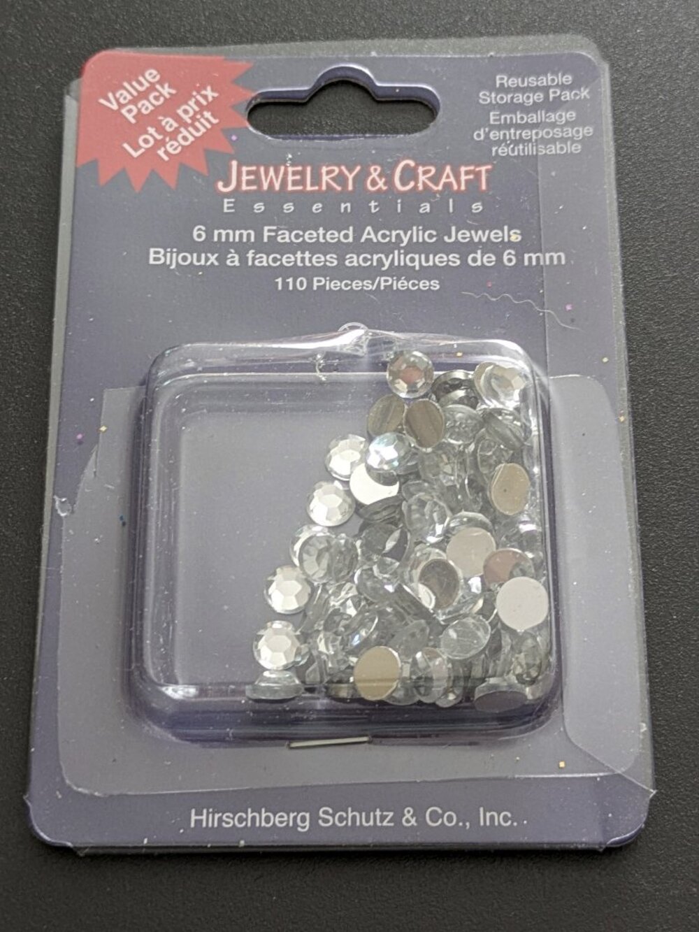 NEW! Jewelry & Craft Essentials 6mm Clear, Round Faceted Flat-Back Jewels, 110pc
